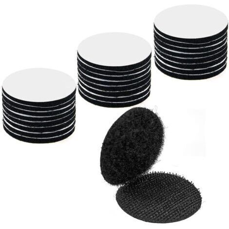 30Pièces Noir Scratch Autocollant Double Face,Bande Auto-Adhésif, Adhesif Double Face Extra Fort, Rond (5 x 5cm) (1/4)
