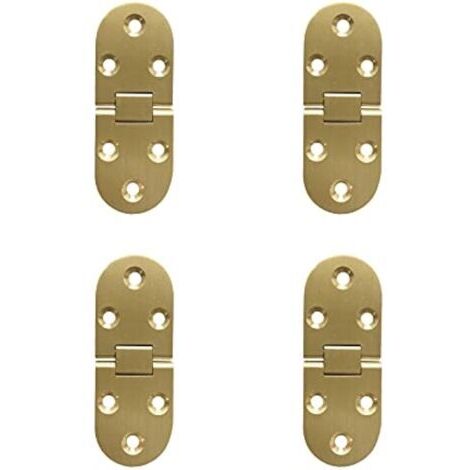 180 Degré Flip Charnières Rabattables en Laiton Bord Rond avec Vis Charnière pour Table Pliante Meubles Armoire Portes Boîte En Bois Anti Rouille Cuivre Polissage Lot de 4 (1/5)