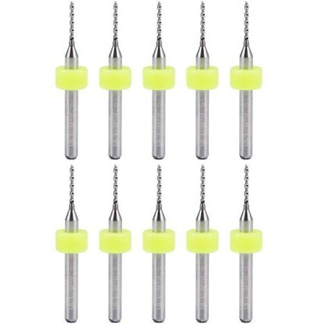 Ensemble de 10 forets en carbure de tungstène de 1 mm pour le tournage de bijoux, la gravure CNC et le travail sur circuits imprimés. (1/5)