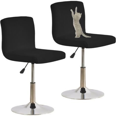 Ensemble de Housses de Tabouret de Bar, Housses de Chaise de Tabouret de Bar pivotantes Extensibles Anti-Griffes de Chat avec Dossier Housse de Chaise de pub Lavable en élasthanne (Noir, 2 p (1/5)