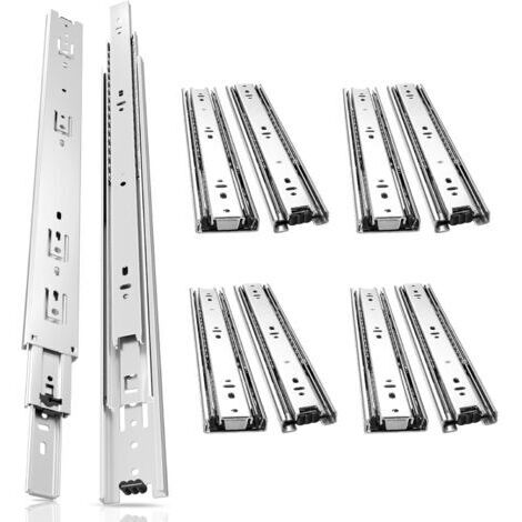Glissières de tiroir à sortie totale 350mm – Acier laminé à froid – Amortissement et fermeture automatique – Charge 35kg – Lot de 2 paires (4 pcs) (1/4)