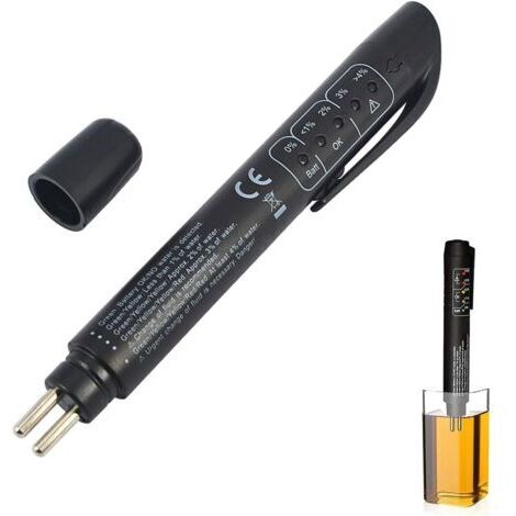 Testeur Liquide de Frein,Testeur Liquide de Frein Voiture,Stylo Testeur Liquide de Frein,Testeur de Liquide de Frein Numérique,5 LED Indicateur Outil de Test de Voiture pour DOT3,DOT4,DOT5 (1/4)