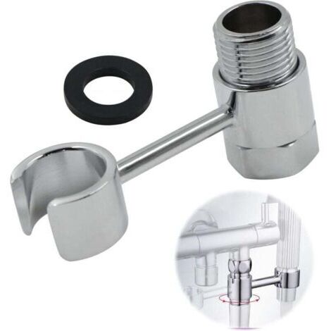 Support Pommeau Douche Douchette Accroche - Raccordement 20mm éCrou Porte Universel RéGlable 360° Pomme Mural Salles Bains Lance Toilette Main Remplaç Able Sans PerçAge Laiton Chromé (1/5)