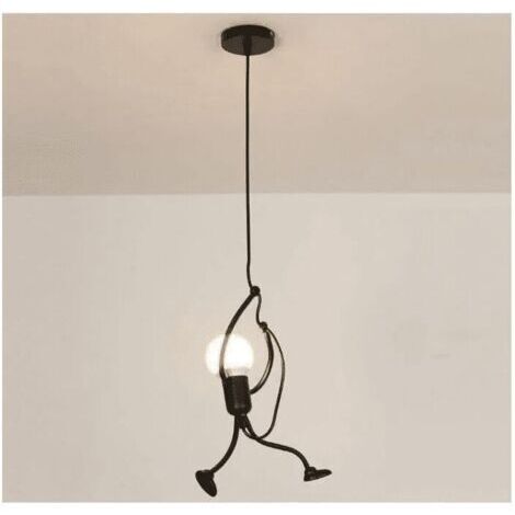Lampe suspendue moderne en métal noir D26 × H140 cm – Finition peinture noire – Compatible E27 – Lumière ambiante pour chambre enfant