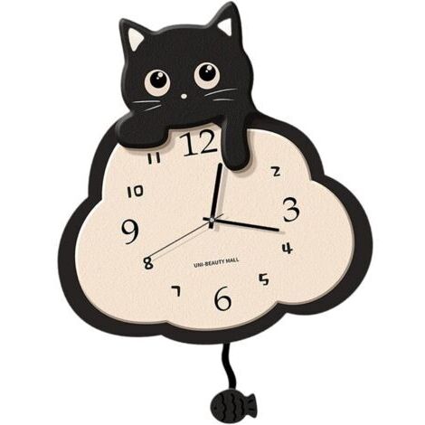 Horloge Murale décorative en Forme de Chat, Pendule créative pour Salon et décoration intérieure. (1/4)