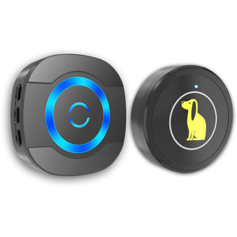 Sonnette sans fil de 300 mètres, carillon électronique étanche IP55, bouton d'appel pour animaux de compagnie, sonnette tactile pour animaux de compagnie, 55 cloches au choix, LED bleue (1/4)