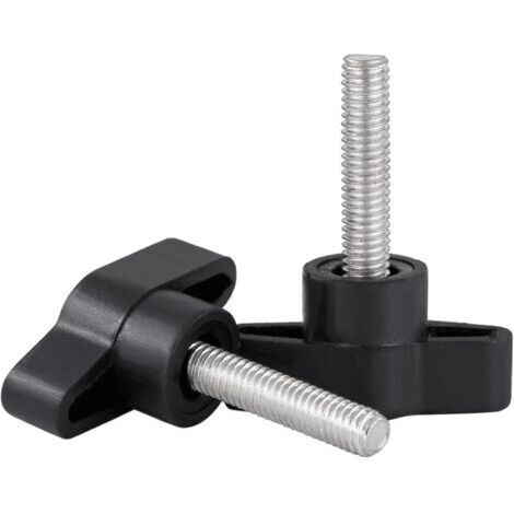 Vis Papillon à Oreilles, Mancheron Blocage Brancard, M6 x 20, Lot de 2 Noire