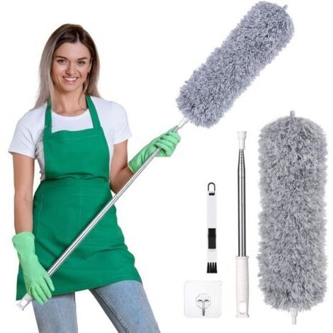 Plumeau Poussière,Plumeau Télescopique,Plumeau Microfibre avec Poignée en Acier Inoxydable,Plumeau Lavable Parfait pour Éliminer la Poussière chez Vous ou dans Votre Voiture,280cm-- (1/5)
