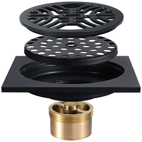 Siphon de sol - Siphon de sol de salle de bain - Siphon de sol extérieur - Siphon de sol extérieur pour balcon épaissi anti-blocage, anti-insectes et anti-odeurs 100 × 100 mm noir (1/4)
