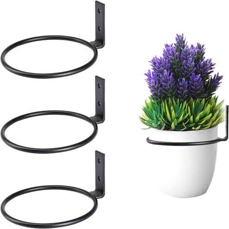 3 Pcs Noir Support Pot de Fleur Diamètre 15cm Anneau Supports Muraux en Métal pour Pot de Fleurs avec Vis (1/4)