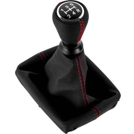 Pommeau Levier Vitesse Cuir avec Soufflet Compatible Peugeot 206 406 Rouge (1/4)