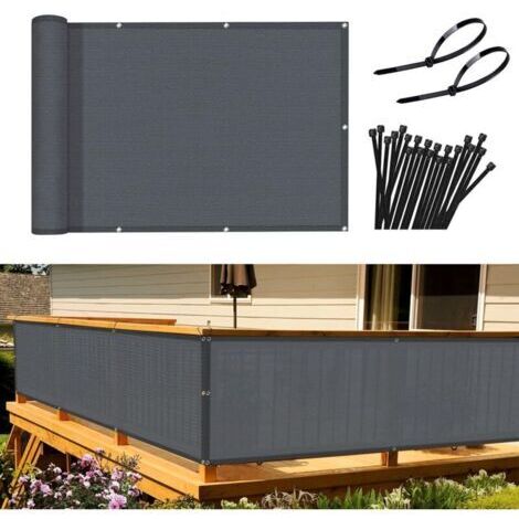 Paravent Brise-Vue Balcon Jardin 90x300 cm HDPE Résistant Vent UV Anthracite avec Fixations (1/4)