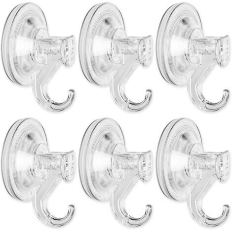 Crochet Ventouse, Lot de 6 fixation ventouse pour fenêtre, cuisine et salle de bains, sans perçage, capacité de charge 4KG, transparent (1/5)