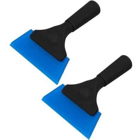 Lot de 2 Raclettes de Pare-Brise en Plastique PP Bleu Poignée Ergonomique, Mini Grattoirs Non Abrasifs pour Nettoyage Vitres Voiture et Désembuage Pare-Brise, Outil Polyvalent (1/5)