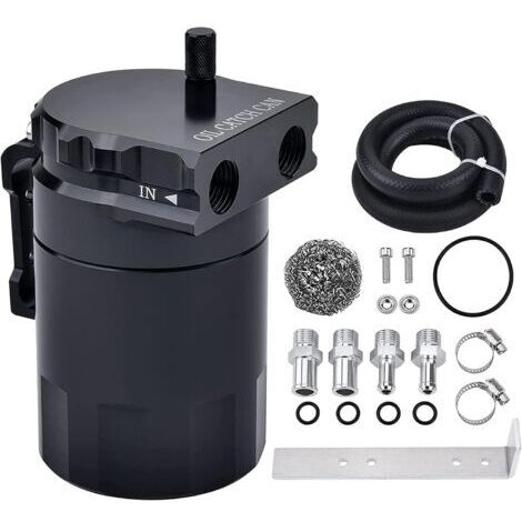 Baffle Oil Catch Can, Oil Separator Catch Can 300ml Universal Aluminium Black (1/5)