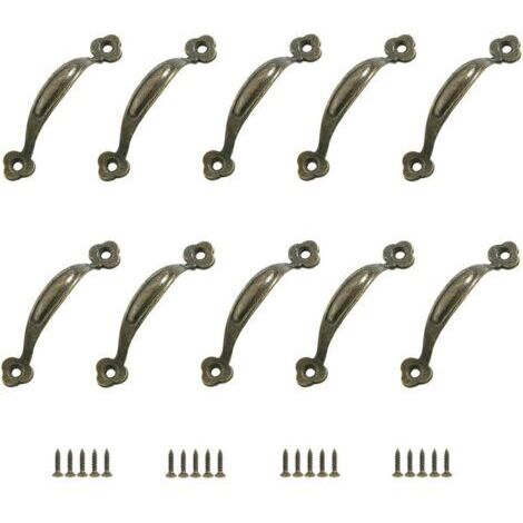 10 poignées de meubles rétro, boutons de porte, poignées de tirage, entraxe 80 mm, alliage de zinc rustique pour cuisine, porte de grange, abri de jardin, portes d'armoires et de tiroirs en boi (1/5)