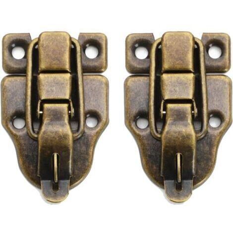 Lot de 2 loquets à bascule de style rétro, loquets à bec de canard en métal antique avec vis de montage, pour boîte à bijoux, armoire, boîte en bois (bronze) (1/4)