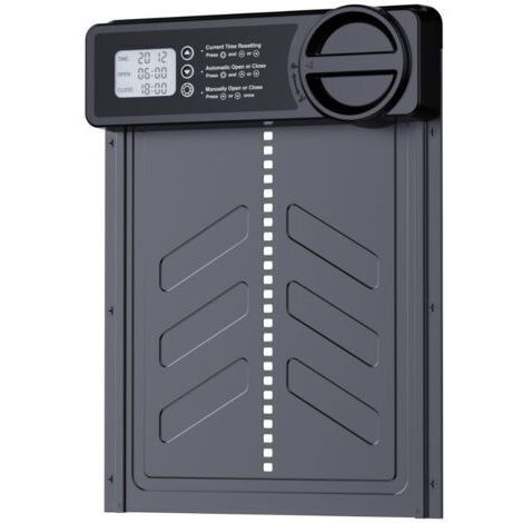 Porte Poulailler Automatique avec Écran LCD Programmable Étanche, Porte Automatique Poulailler en Alliage d'aluminium, Alimenté par Batterie, Commande de Minuterie, Fonction Anti-pin (1/4)