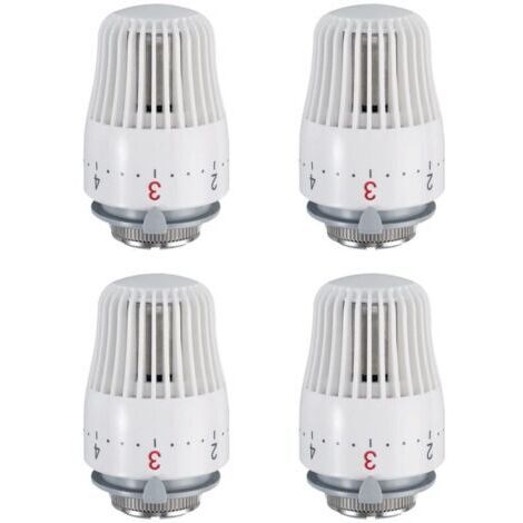 Lot de 4 têtes thermostatiques, tête de rechange pour vanne de radiateur M30 x 1,5, vanne de radiateur thermostatique, (1/5)
