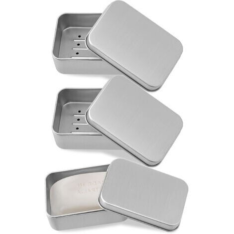 Boîte à Savon en Aluminium, 3 Porte Savons avec égouttoir Amovible, sans Plastique et Convient à Tous Les savons Solides, Boite Savon de Voyage, Boite Metal, pour la Maison ou Les Voyages