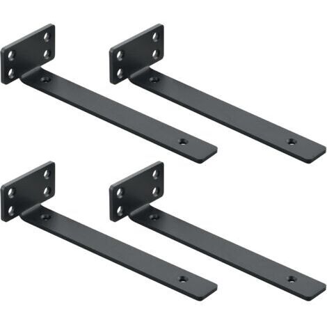 4 Pièces Supports d' Étagère Flottants Mural,Equerre Etagere Murale Facile à installer/Pratique, 20 x 4 x 6.5 CM, Noir (1/5)