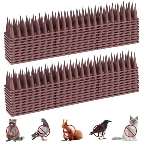 Pic anti-pigeons 5,7 m, anti-pigeons pour balcon, pic anti-pigeons, anti-pigeons, corbeaux, chats, moineaux, etc. (20 pièces) Brown (1/4)
