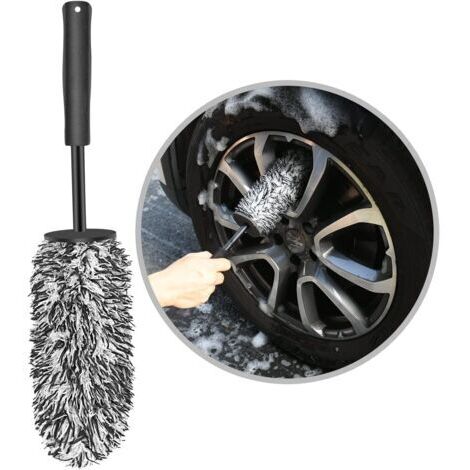 Brosse Jantes Voiture, Brosse de Nettoyage en Microfibre, Brosse de Roue de Voiture Jante sans Partie Métallique, Pas de Rayures Brosse Jantes Aluminium (1/4)