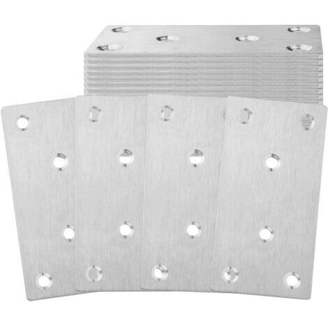 ASelected 10pcs Plaque Perforée Équerre pour Fixation en Inox 100 x 50 x 2 mm, Plaques Fixation Équerre pour Rejoint la Fixation et Réparation Meubles, Argenté