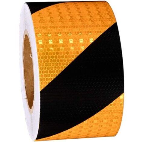 Flatterband Gelb Schwarz Reflektorband Selbstklebend Klebeband Schwarz Gelb Reflektierende Aufkleber Nacht Reflektorband Warnmarkierung Sicherheit,5 cm x 15 m (1/5)