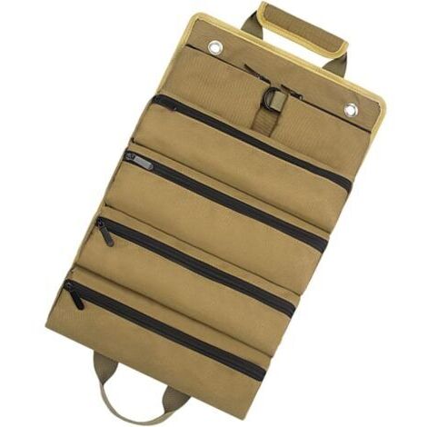 Rouler Trousse à Outils D'électricien Organisateur De Clé Pochette pour Outils à Robuste Matériel Pliable Multifonctionnel Devoir Technicien Kaki Tissu Oxford (1/5)