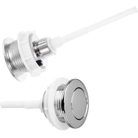 Confezione da 2 pulsanti per scarico WC, pulsante singolo da 38 mm, kit di ricambio cromato, ABS resistente, facile installazione, montaggio universale (1/4)