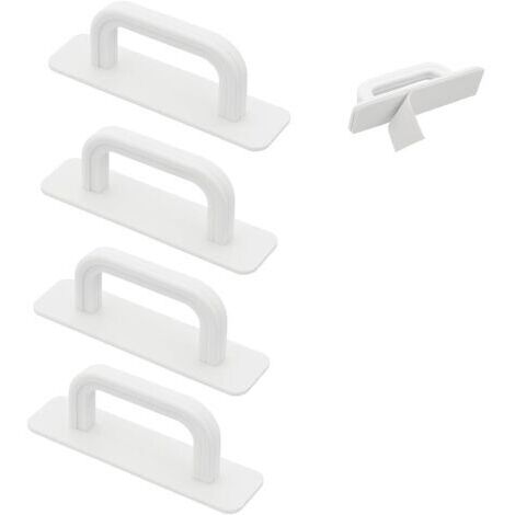 4 Pièces Poignées de Porte, 10 x 2.5 cm Blanches Adhésives Poignée de Porte de Balcon Poignée de Porte de Terrasse Extérieure, Poignées Autocollantes pour Armoires de Cuisine Penderie (1/5)