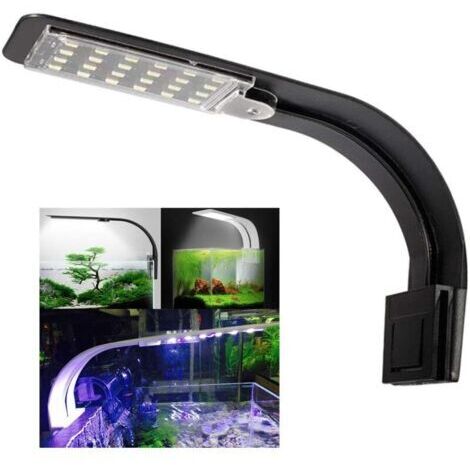 Éclairage aquarium LED 20 blanches et 4 bleues – Lampe à clip pour aquariums 23-50 cm – Boîtier ABS léger pour meilleure transmission