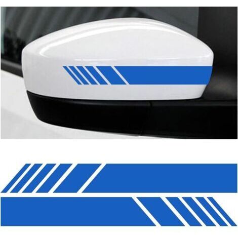 2 PCS Autocollant Réfléchissant pour Rétroviseur de Voiture, Rétroviseur Autocollant de Voiture Bande Réfléchissante, Autocollant Personnalisés Autocollants Bande Latérale Voiture(Bleu)