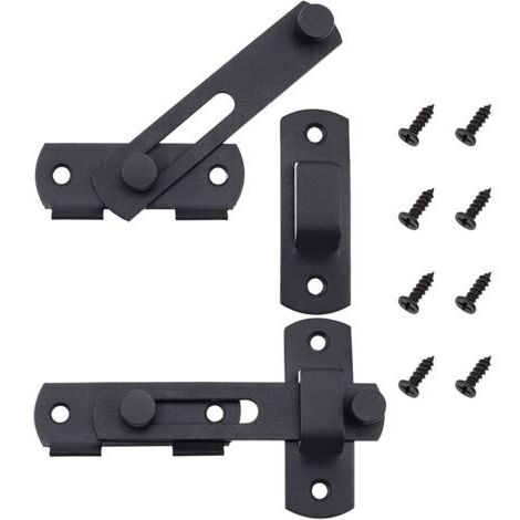 Lot de 2 Verrou de Porte Coulissante en Acier Inoxydable Serrure de Porte à Loquet à Bascule Portail Noir Mat pour Les Portes Les Fenêtres Les Jardins - avec Les Vis de Montage (1/5)