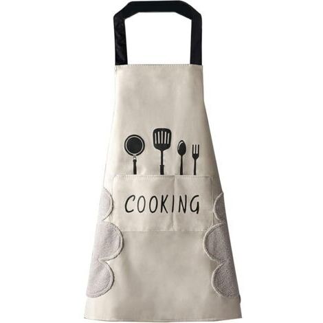 Tablier de cuisine pour femme avec poches pour essuyer les mains, grande poche, essuyage à la main, imperméable pour la cuisine et la pâtisserie (1/5)
