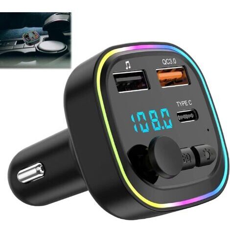 Bluetooth Voiture Transmetteur FM 5.3, Adaptateur Chargeur Allume-Cigare PD 36W & QC3.0 18W Émetteur Support Carte TF (1/5)