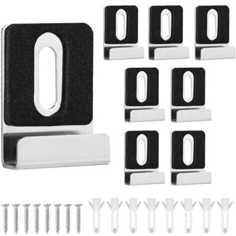 Kit de supports de miroir en métal, pinces de miroir avec vis, coussinets en caoutchouc, crochets de miroir, pinces de miroir en métal, paquet de 8 (1/5)