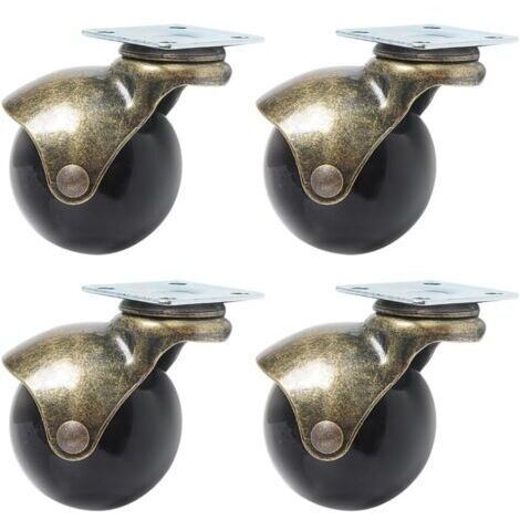 (2.0 Pouces, Roulettes à Bille) Lot de 4 roulettes à bille, roulettes pivotantes 360 degrés, roue à capuchon, bronze vintage (1/4)