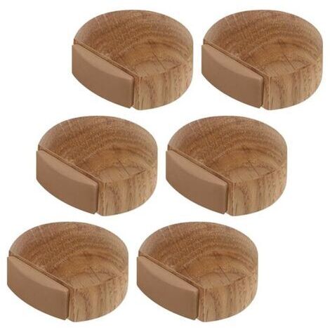 6 pièces Arrêts de Portes - Butée de Porte Adhesive en Bois pour Sol et Parquet – Stop Porte Adhésif - Butoir de Porte (Chêne Naturel), (1/5)