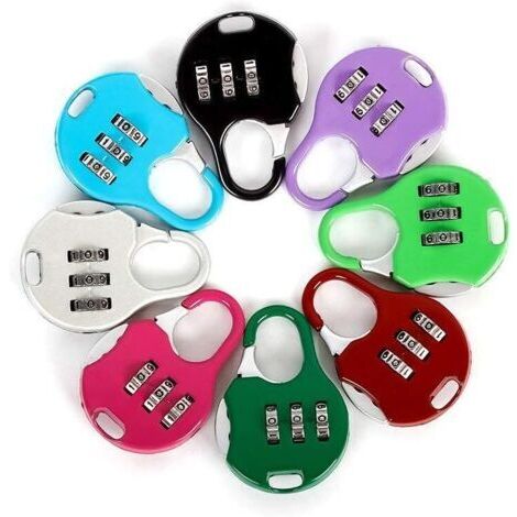 Lot de 7 mini cadenas à combinaison réinitialisable 3 chiffres Pour bagages de voyage Couleurs variées (1/5)