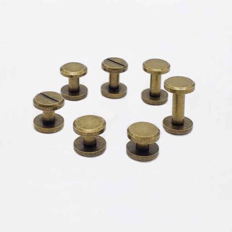 Rivets pour Cuir 20 Paires 10x6mm Bronze Rivet a Visser,Bricolage Cuir Artisanal Métal Rivet,Rivets Plat Chicago Vis à Ecrou de Fixation kit,pour Ceinture Sangle Sac à Main DIY Maroquinerie