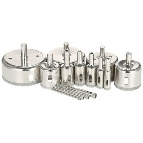 14 pièces 3-70mm verre trou scie Kit diamant enduit noyau scie cloche marbre foret carrelage céramique verre porcelaine forage (1/5)