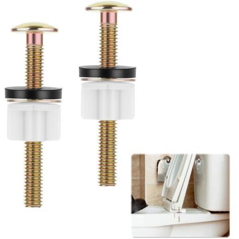 A (7×2×2cm) Lot de 2 vis de siège de toilette, boulons de fixation universels pour siège de toilette, boulons de siège de toilette avec écrous en plastique, vis de fixation pour siège de toilett (1/4)