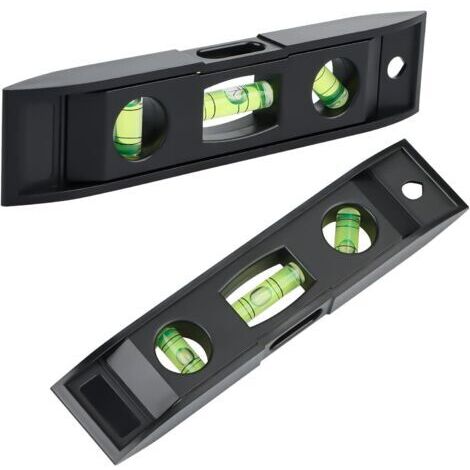 2 Pièces Niveau à Bulle,153 mm Mini Outil de Niveau,Niveau à Torpille Magnétique avec 3 bulles 45°,90°,180°,Noir (1/5)