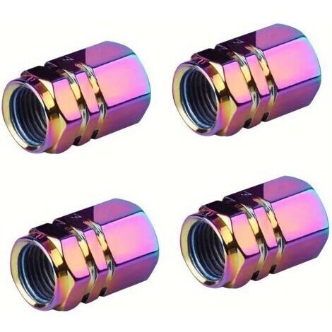 Lot de 4 bouchons de valve de pneu de voiture colorés en alliage d'aluminium universels résistants à la corrosion pour voitures, camions, motos, vélos (forme hexagonale) (1/5)