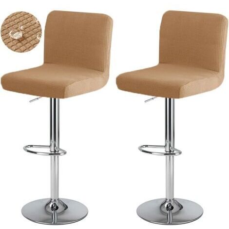Housse de Tabouret de Bar avec Dossier Imperméable Couverture de Chaise Haute de Bar Extensible Housse de Chaise de Salle à Manger Pivotante Lavable 2 Pièces kaki (1/5)