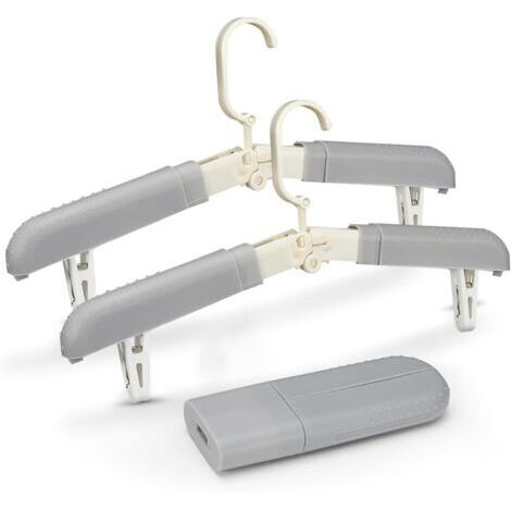 Lot de cintres pliables avec pinces, cintres de voyage antidérapants pour vêtements et jupes, cintres pliables pour les déplacements, cintres portables, gris (1/5)
