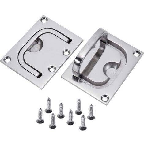 Poignée de porte carrée pour serrure de sol avec anneau de traction, matériel marin pour camping-car, 1 pièce, argent (1/4)