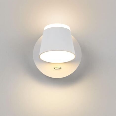 Applique murale LED　Lumières mural chambre à coucher Lampe murale LED Escalier intérieur applique murale tête de lit commutateur/LED 8W /garages couloir hôtels Rotation à 360 degrés blanc 3000K-RAPAND